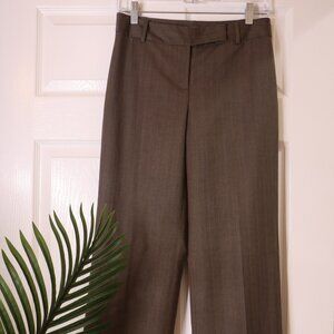 Ann Taylor Dress Pant Brown Wide leg size 0 like new pin striping wool